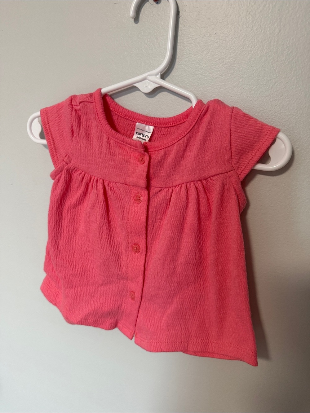Carter's Coral Pink Short-Sleeve Button Front Top